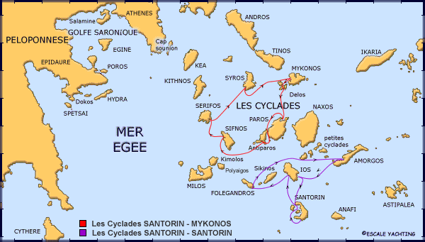 iles des cyclades carte